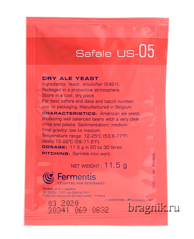 Пивные дрожжи "Fermentis" Safale US-05